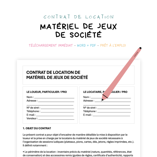 Contrat de Location de Jeux de Société