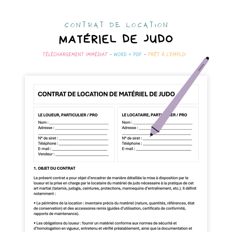 Contrat de Location de Matériel de Judo