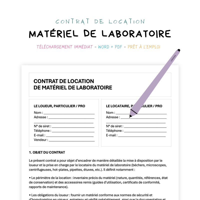 matériel de laboratoire Contrat de Location de Matériel de Laboratoire