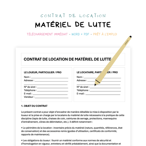 Contrat de Location de Matériel de Lutte