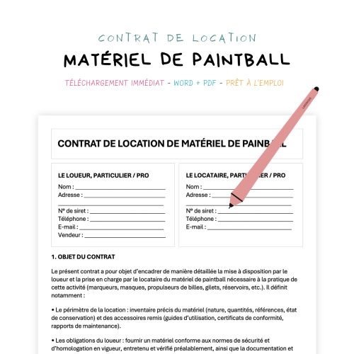 Contrat de Location de Matériel de Paintball