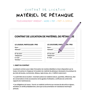 matériel de pétanque Contrat de Location de Matériel de Pétanque