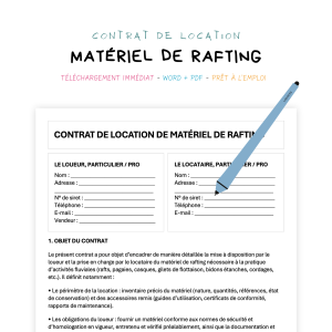 matériel de rafting Contrat de Location de Matériel de Rafting