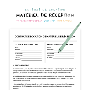 Contrat de Location de Matériel de Réception
