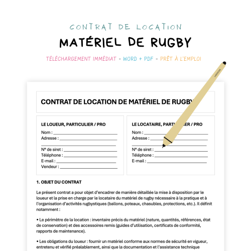 Contrat de Location de Matériel de Rugby