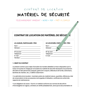 matériel de sécurité Contrat de Location de Matériel de Sécurité