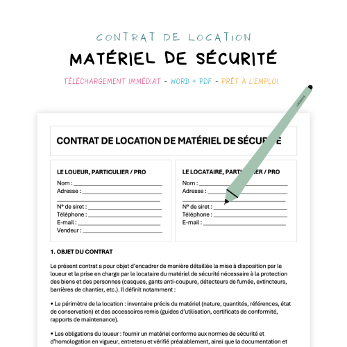 Contrat de Location de Matériel de Sécurité