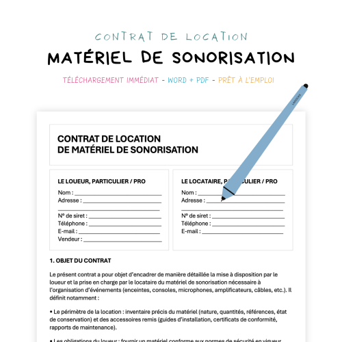 Contrat de Location de Matériel de Sonorisation