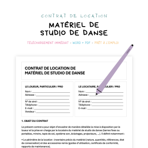 matériel de studio de danse Contrat de Location de Matériel de Studio de Danse