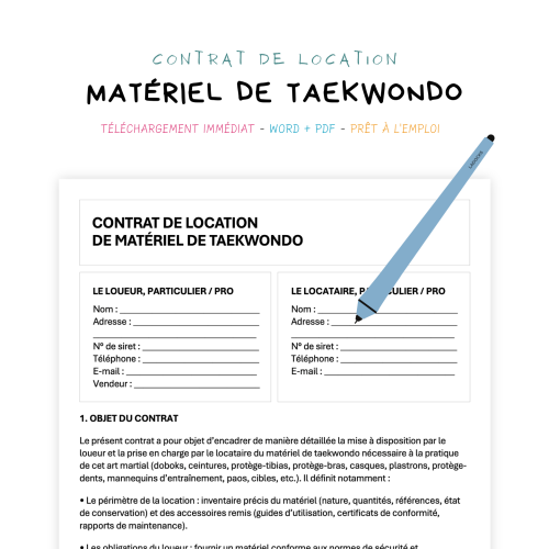 Contrat de Location de Matériel de Taekwondo
