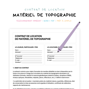 matériel de topographie Contrat de Location de Matériel de Topographie