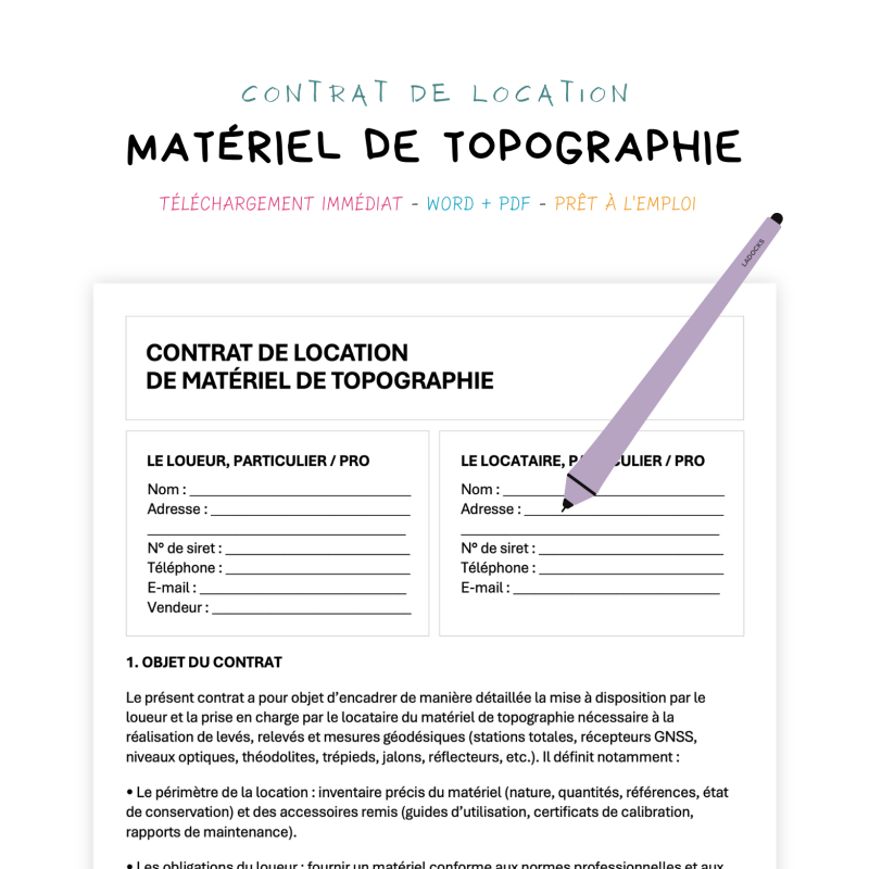 matériel de topographie Contrat de Location de Matériel de Topographie