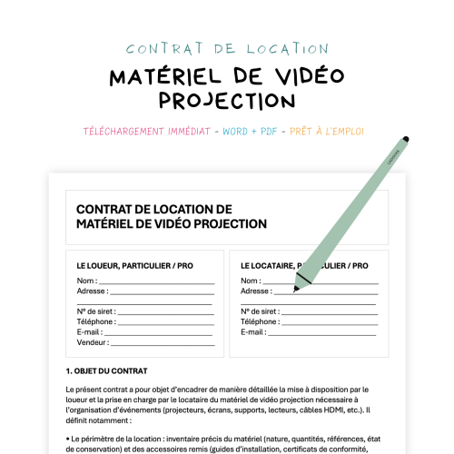 Contrat de Location de Matériel de Vidéo Projection
