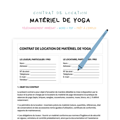 Contrat de Location de Matériel de Yoga