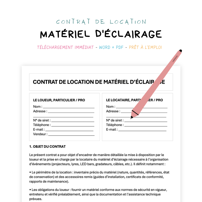 Contrat de Location de Matériel d’Éclairage