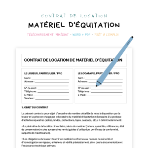 matériel d'équitation Contrat de Location de Matériel d’Équitation