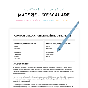 matériel d'escalade Contrat de Location de Matériel d’Escalade