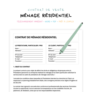 Contrat de Ménage Résidentiel