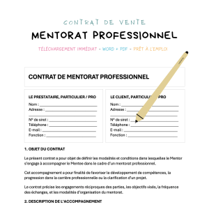 mentorat professionnel Contrat de Mentorat Professionnel
