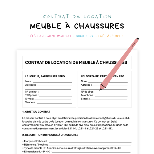 Contrat de Location de Meuble à Chaussures