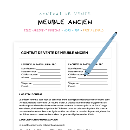 Contrat de Vente de Meuble Ancien