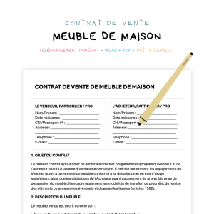 meuble de maison Contrat de Vente de Meuble de Maison