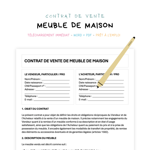 Contrat de Vente de Meuble de Maison