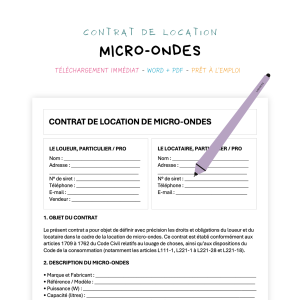 micro-ondes Contrat de Location de Micro-Ondes