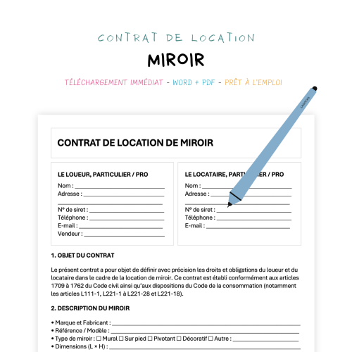 Contrat de Location de Miroir