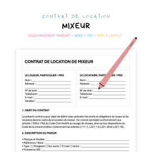mixeur Contrat de Location de Mixeur