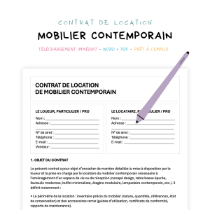 mobilier contemporain Contrat de Location de Mobilier Contemporain