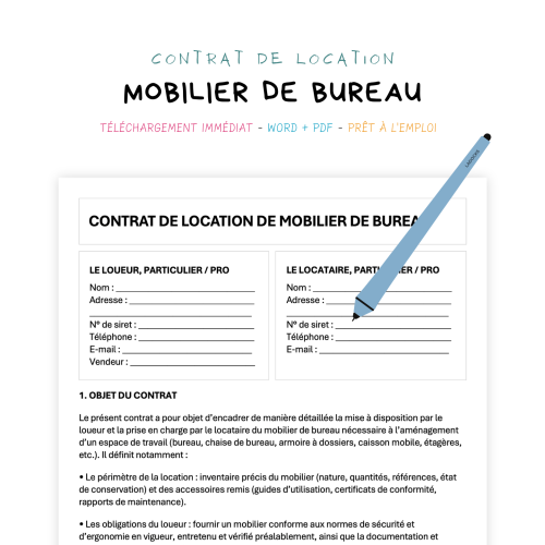 Contrat de Location de Mobilier de Bureau