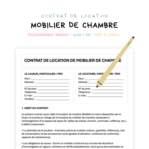 Contrat de Location de Mobilier de Chambre