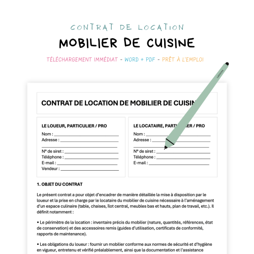Contrat de Location de Mobilier de Cuisine