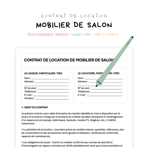 Contrat de Location de Mobilier de Salon