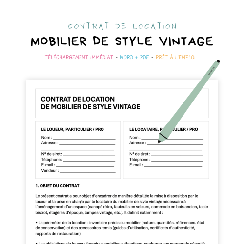 Contrat de Location de Mobilier Vintage