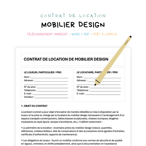 Contrat de Location de Mobilier Design