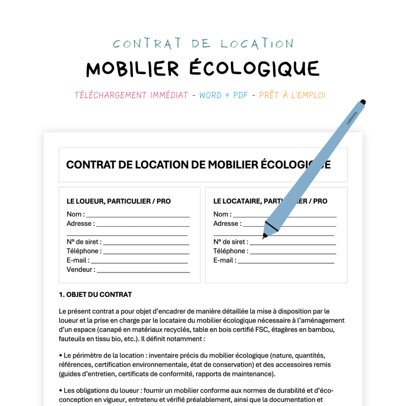 mobilier écologique Contrat de Location de Mobilier Écologique
