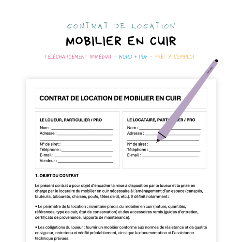 Contrat de Location de Mobilier en Cuir