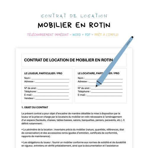 Contrat de Location de Mobilier en Rotin
