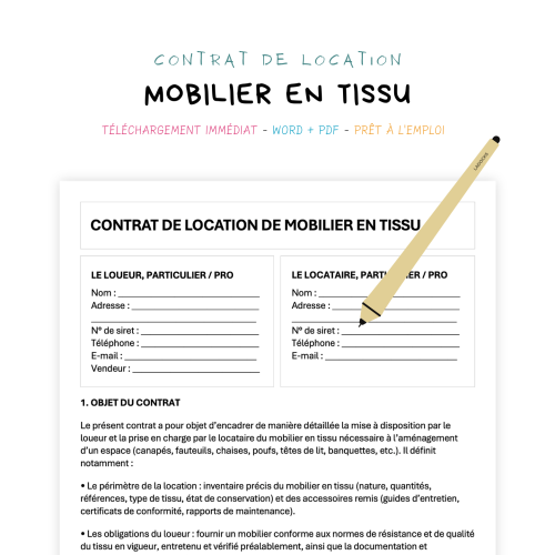 Contrat de Location de Mobilier en Tissu