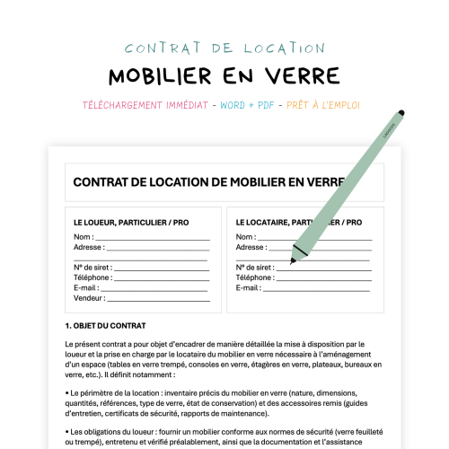 Contrat de Location de Mobilier en Verre