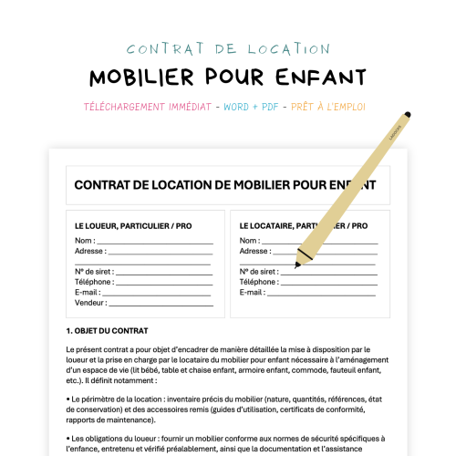 Contrat de Location de Mobilier pour Enfant