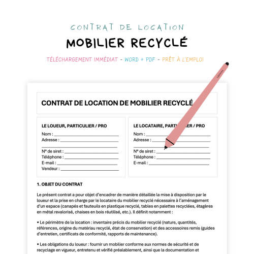 Contrat de Location de Mobilier Recyclé