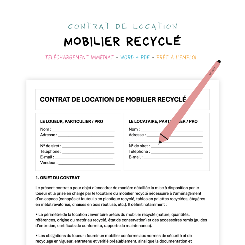 Contrat de Location de Mobilier Recyclé