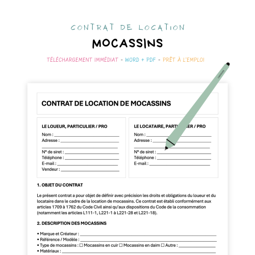Contrat de Location de Mocassins