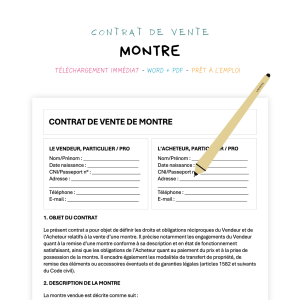 montre Contrat de Vente de Montre
