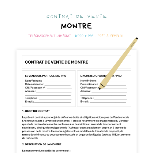 Contrat de Vente de Montre