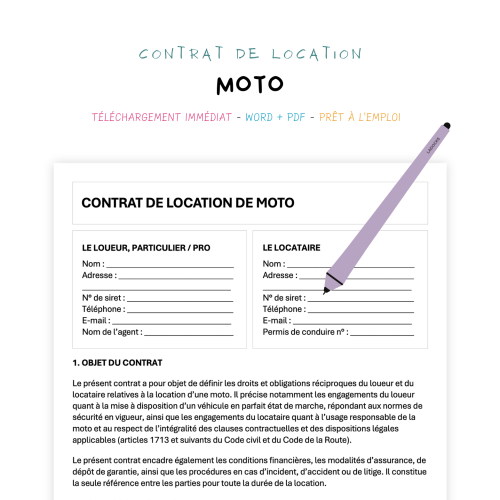 Contrat de Location de Moto