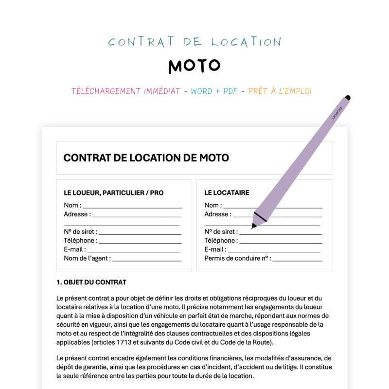 Contrat de Location de Moto